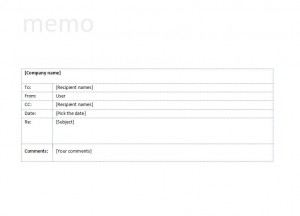Screenshot of the microsoft word memo template.