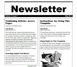 screenshot of the free Newsletter Template