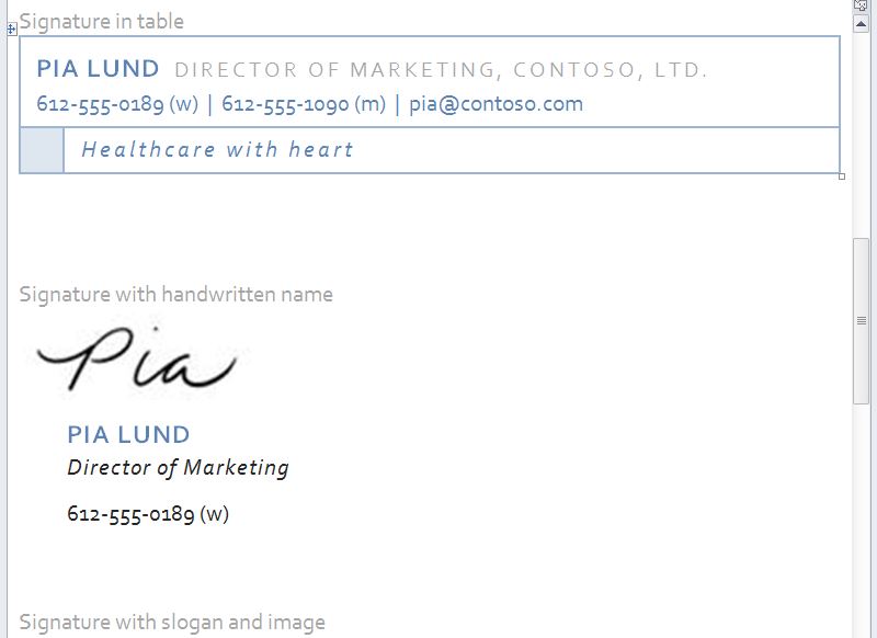 professional email signature examples outlook