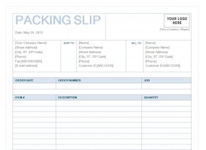 Screenshot of the Packing Slip Template