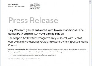 Screenshot of the Press Release Template