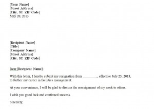 screenshot of the Resignation Letter Template