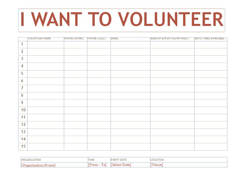 Volunteer Sign Up Sheet Template Google Docs