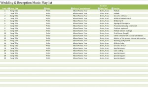Screenshot of the Wedding Reception Music Playlist