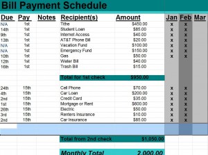 Bill Payment Schedule photo