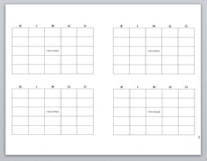 Screenshot of the Blank Bingo Cards