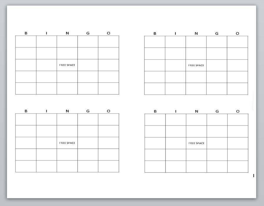 printable blank bingo cards 2 per page