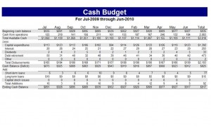 Screenshot of the Cash Budget Template
