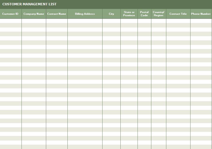 Customer Contact List Excel Customer Contact List » Template Haven