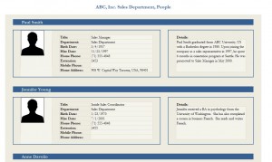 View of the Employee Profile Template