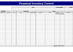 Photo of the Inventory Control Spreadsheet