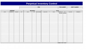 Screenshot of the Inventory Control Template