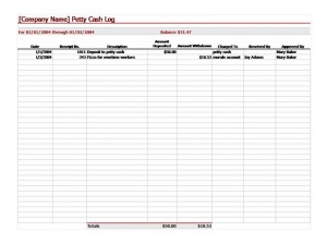 Petty Cash Template screenshot