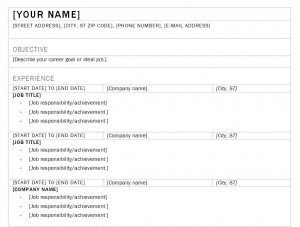 Screenshot of the Free Chronological Resume Template