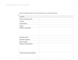 Free Funeral Planning Checklist