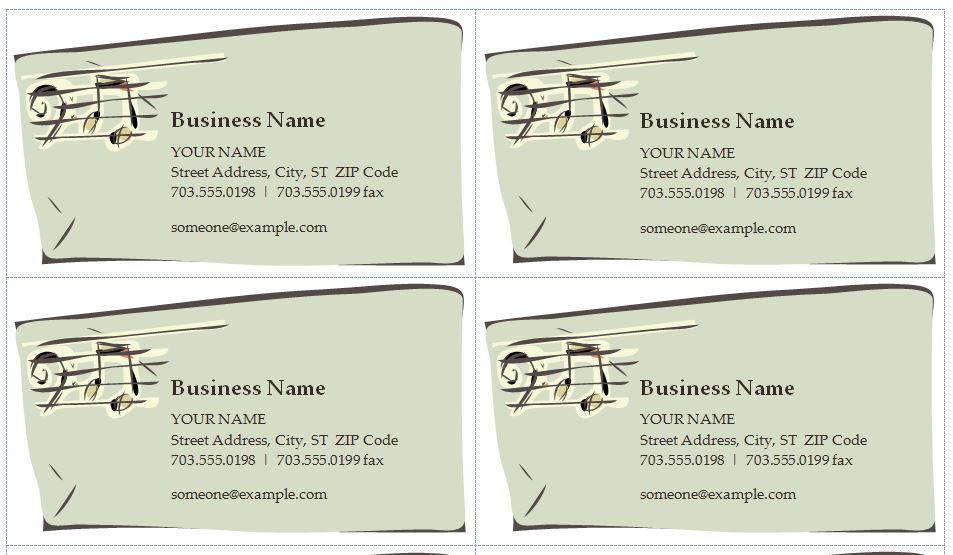 music business card template free download