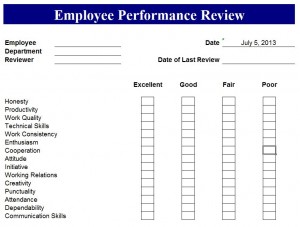 Screenshot of the Performance Review Template