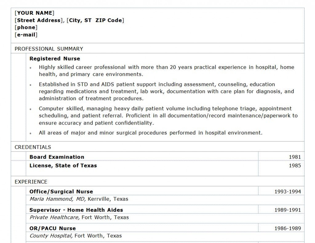 Registered Nurse Resume Template » Template Haven