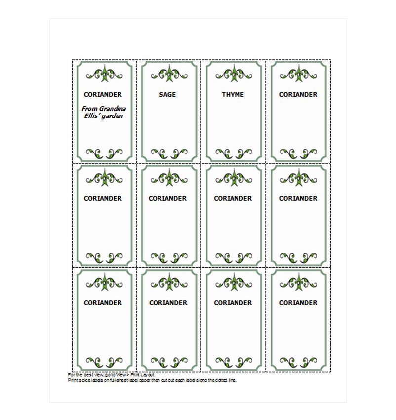 Free printable blank spice labels