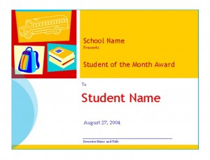 Screenshot of the Student of the Month Template