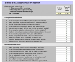 Bid Assessment Checklist Free