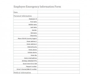 Free Emergency Medical Information Form