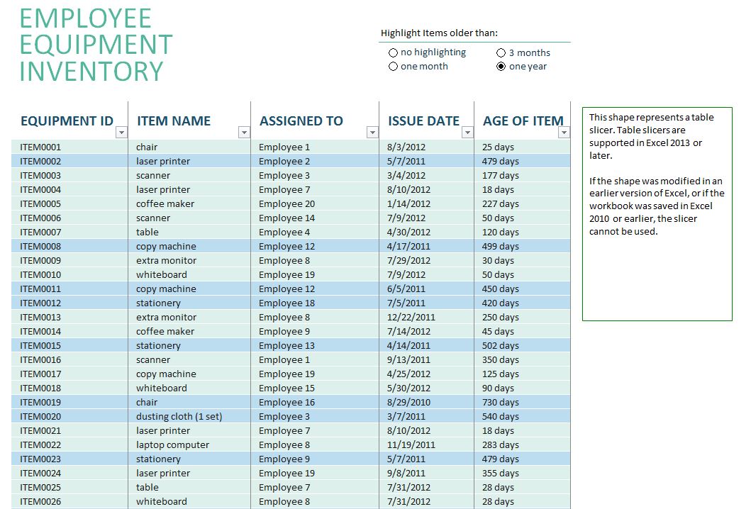 excel home inventory template