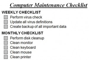 Microsoft Computer Maintenance Checklist
