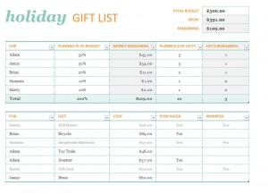 Microsoft Holiday Gift List Template