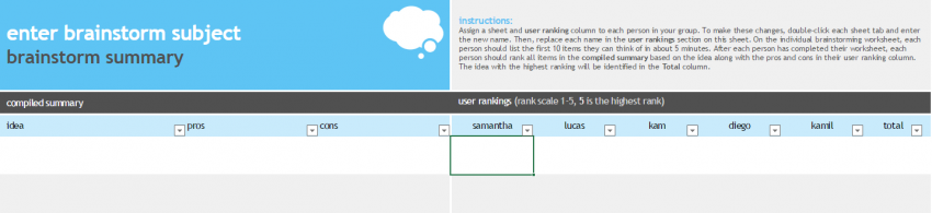 Brainstorm Collaboration Template