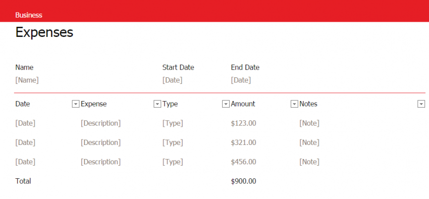 Expense Journal Template