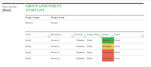 Group Assignment Task List