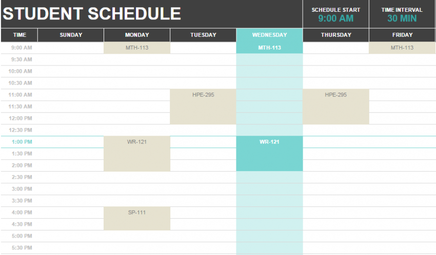 School Schedule Template