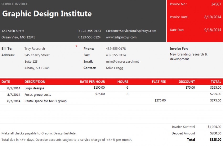 Web Service Invoice Template