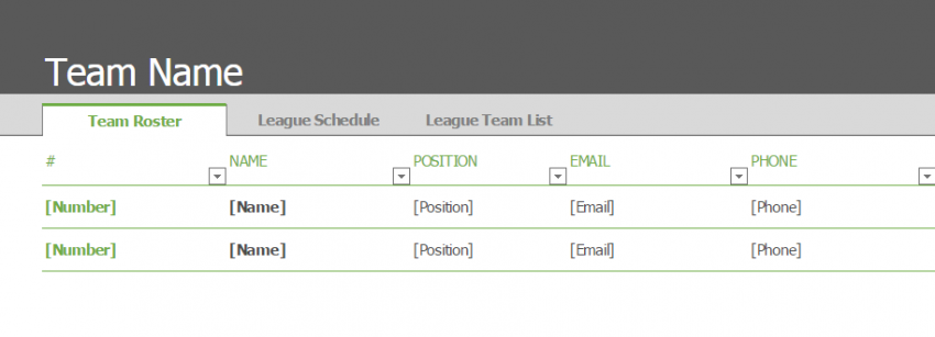 Team Roster and Schedule Template