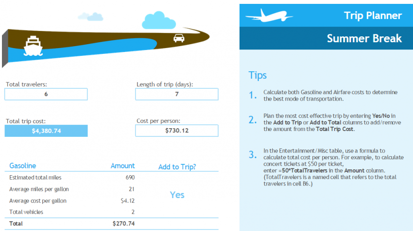 Vacation Cost Planner