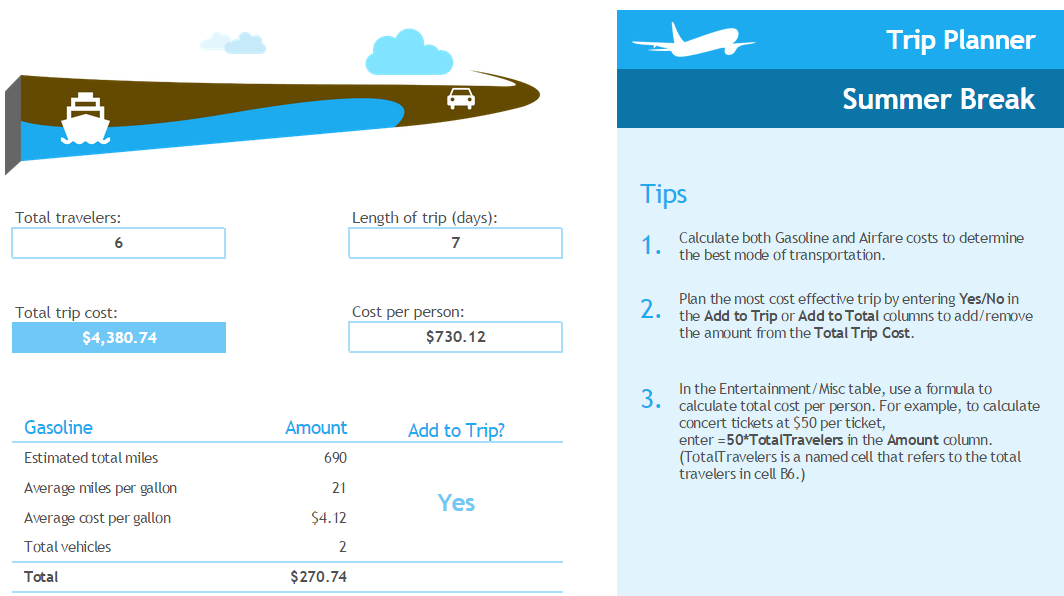  Vacation Cost Planner Template Haven