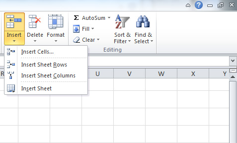 Adding Columns and Rows in Excel