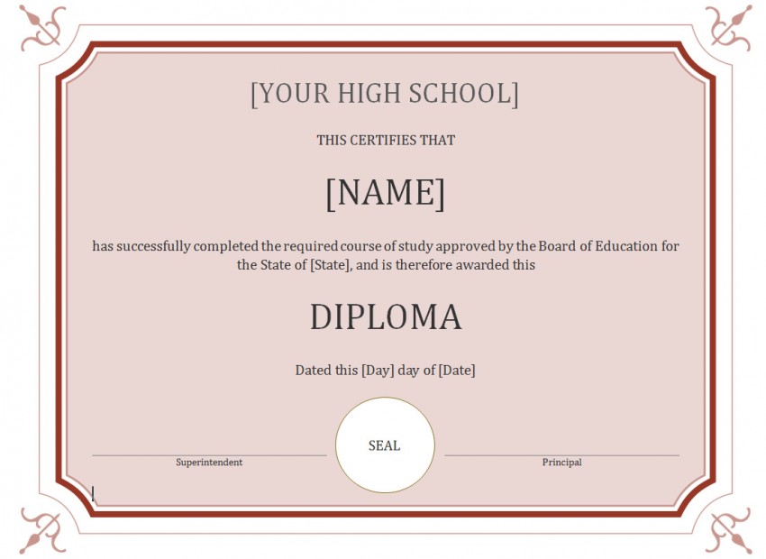 High School Diploma Template