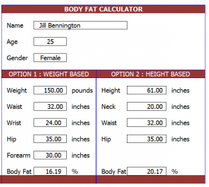Body Fat Percentage Calculator Template
