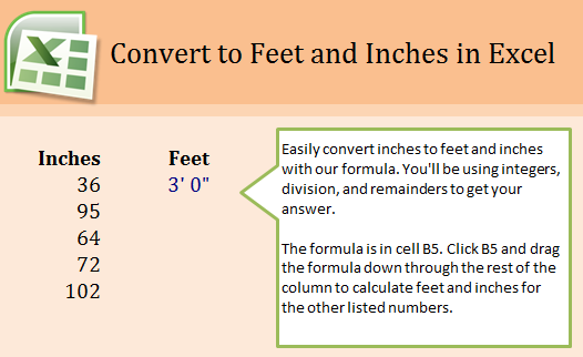 Change Inches to Feet in an Excel Template