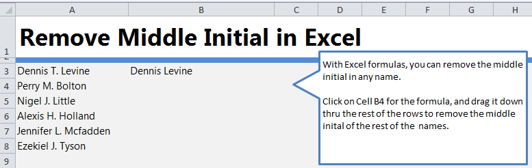 Remove Initial in Name in Excel