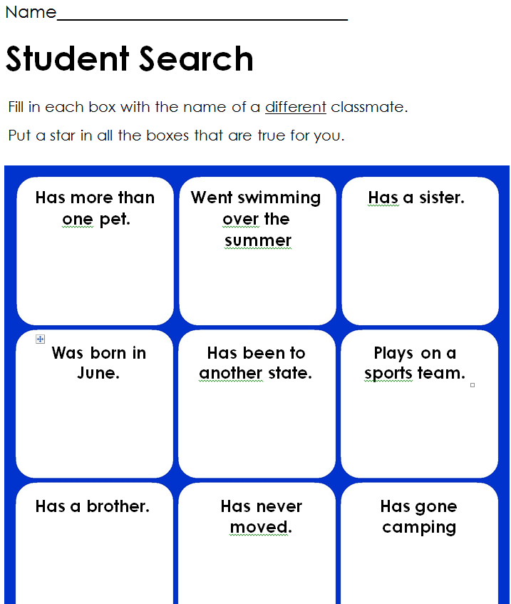 Student Search Game (K-2)