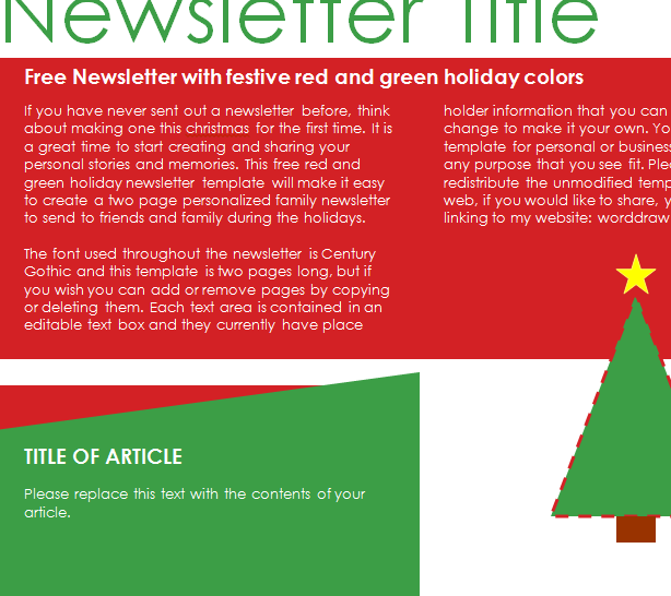 Holiday Newsletter Sheet