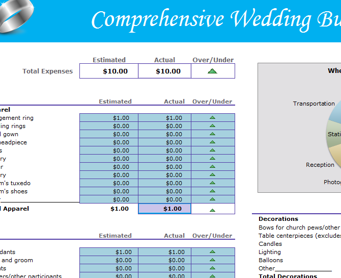 Comprehensive Wedding Budget