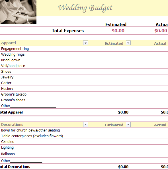 Perfect Wedding Budget Planner