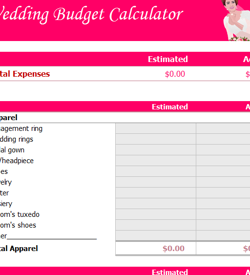 Wedding Budget Calculator