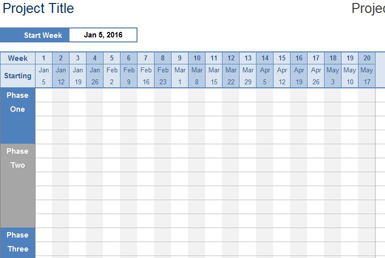 Project Timeline Spreadsheet