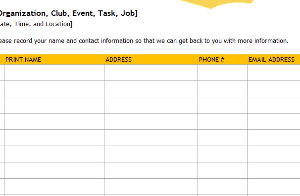 Event Sign-Up Sheet