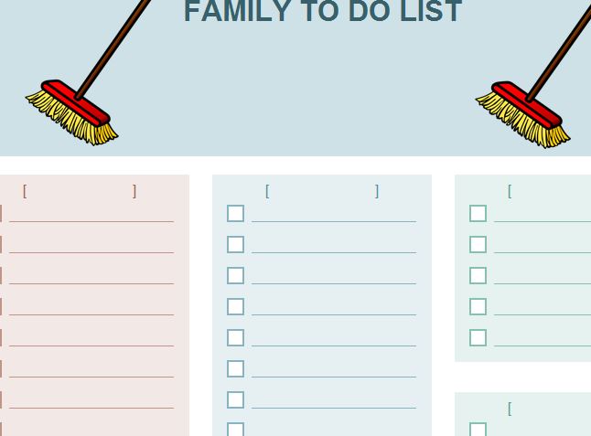 Family Cleaning List